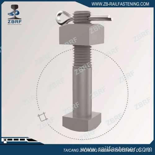 Drilled square bolt with nut and cotter key